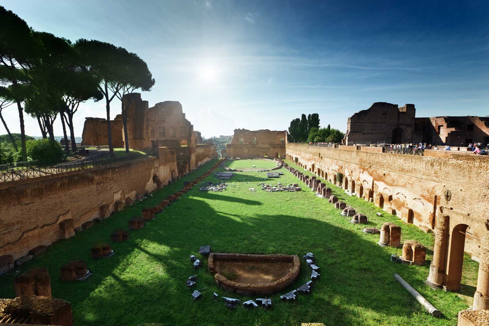 Visiting Palatine Hill in the afternoon on our one day in rome