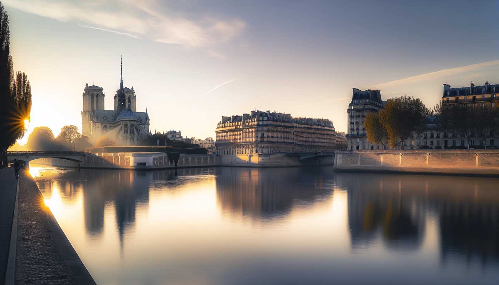 Sunrise over the Île de la Cité with Notre Dame Cathedral