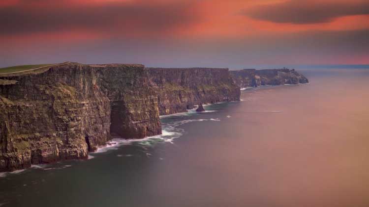 cliffs of moher ireland at sunset