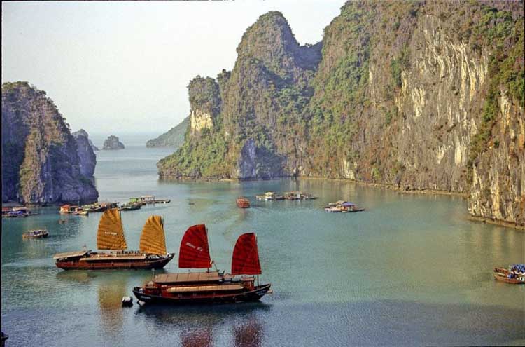 places to visit in the world | ha long bay with junk boats