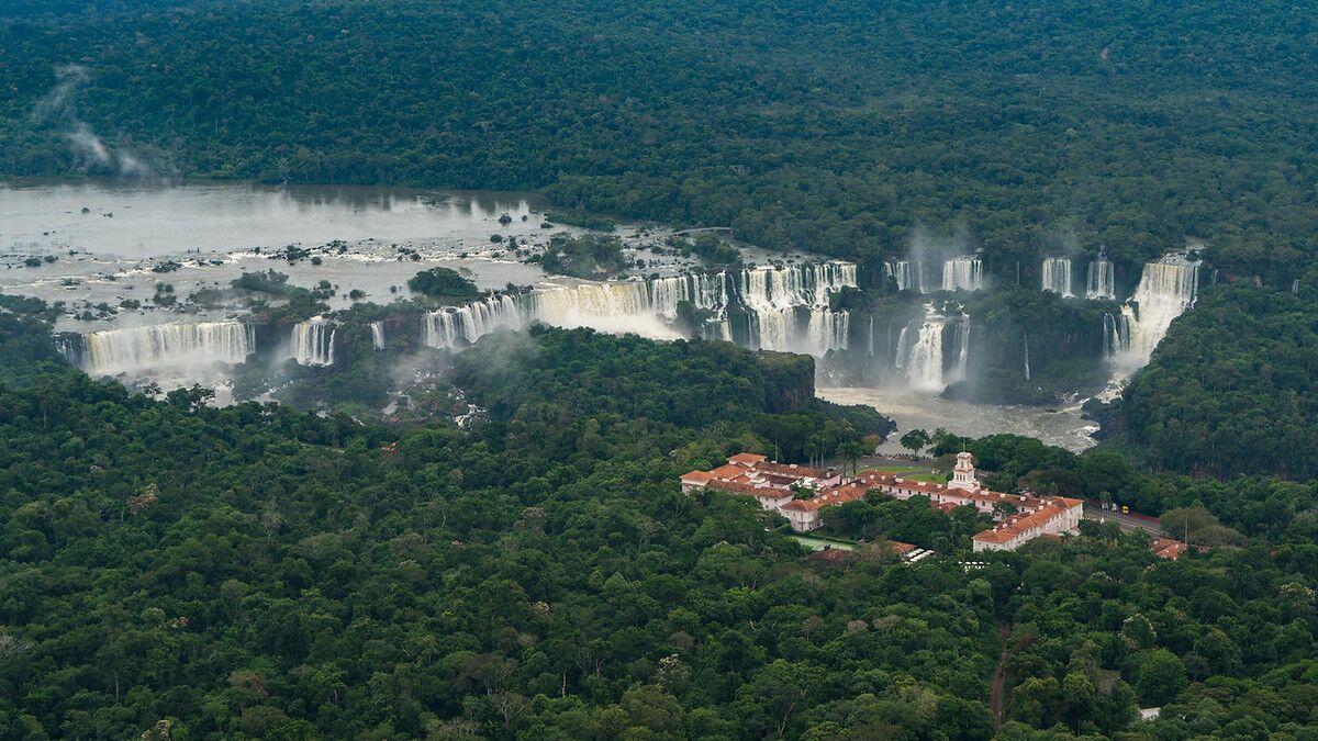 Beautiful Aerial View of Iguazu Falls, One of the Most Beautiful