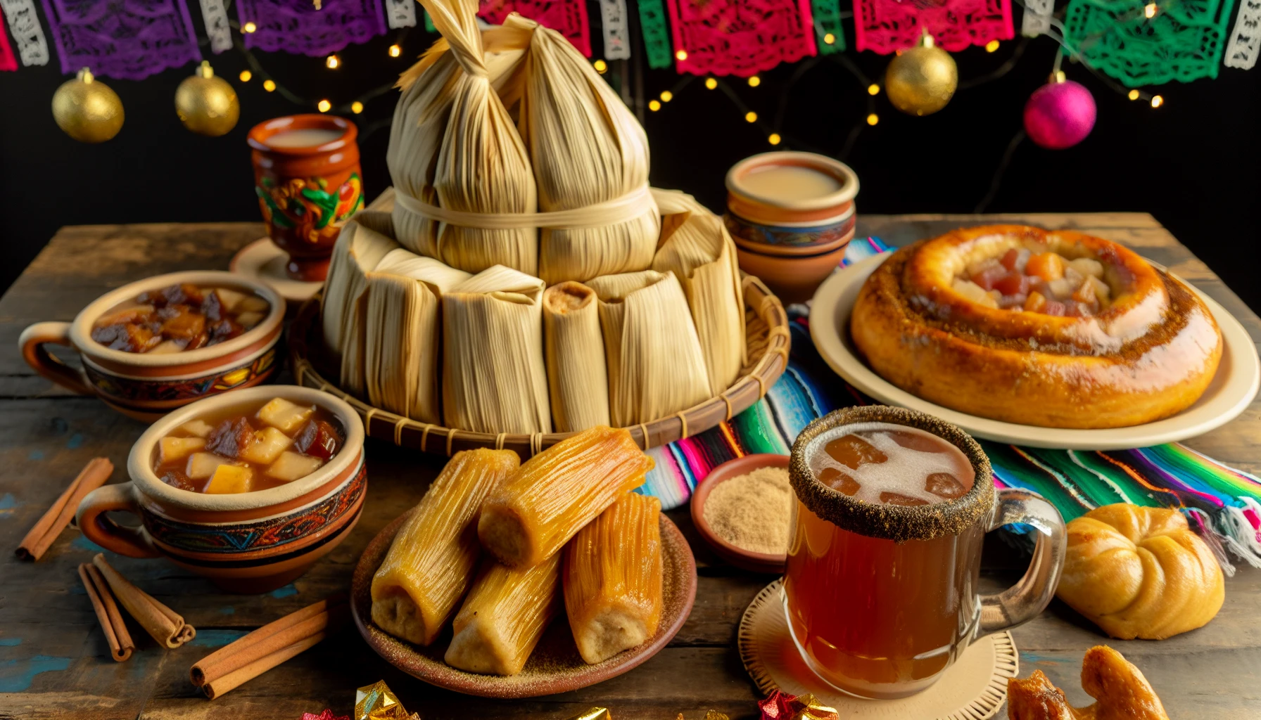 Colorful assortment of Mexican Christmas delicacies